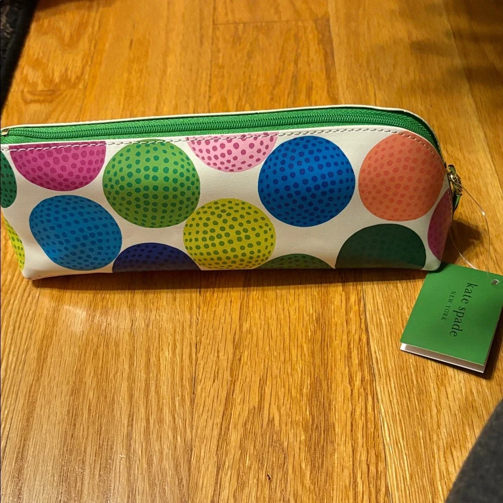 NWT Kate Spade Multicolor Golf Balls Pencil Case